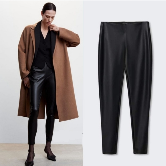Mango Pants - MANGO Faux leather leggins